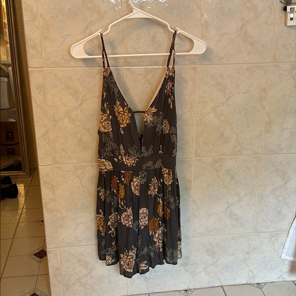 Navy Blue Romper with flowers